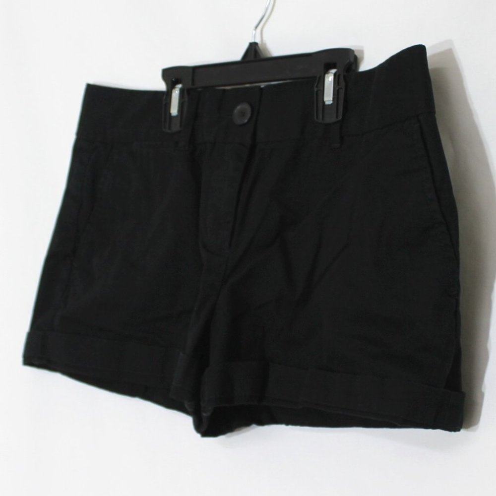 ANN TAYLOR LOFT Black Chino Shorts Size 4 Flat Front Zipper Closure Pockets